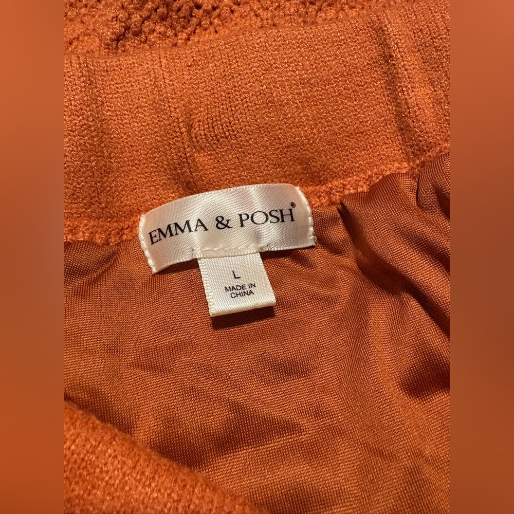 Emma & Posh Orange Crochet Knit Skirt Tie Banded Summer size Large - Picture 3 of 6